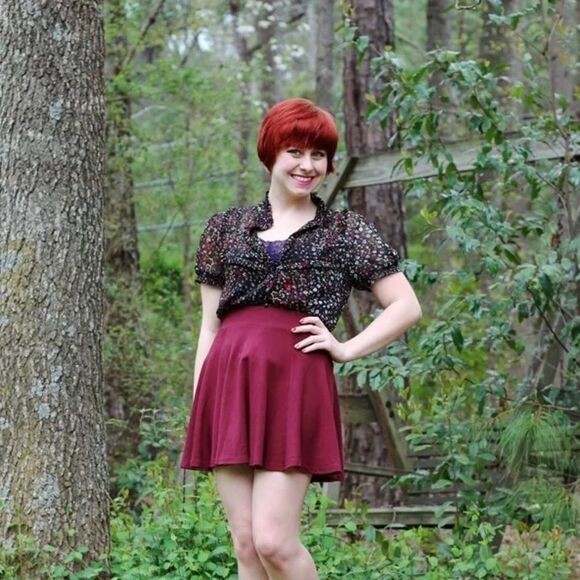 CANDIE'S CHEVRON FAUX‎ SUEDE SKATER SKIRT - Picture 7 of 7